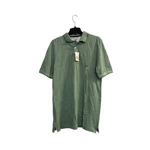 Haggar Men's Green Spread Collar Short Sleeve Button Up Polo Shirt Size S